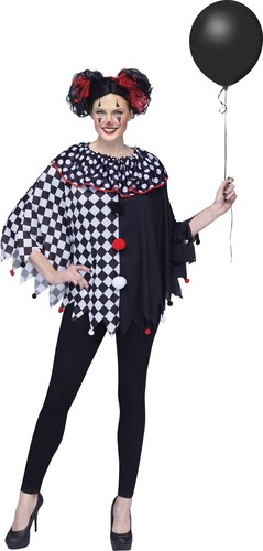 Poncho pagliaccio bianco nero